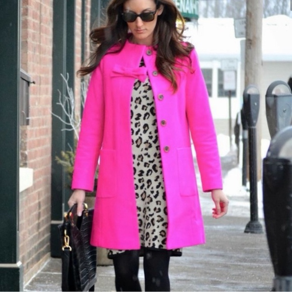 Jcrew Women's cocoon Pink bow Coat 16